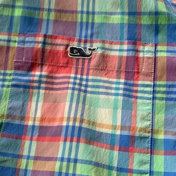 VINEYARD VINES EUC MENS TOP SHIRT PINK BLUE GREEN PLAID CLASSIC TOPS FIT SIZE XS - Picture 5 of 5